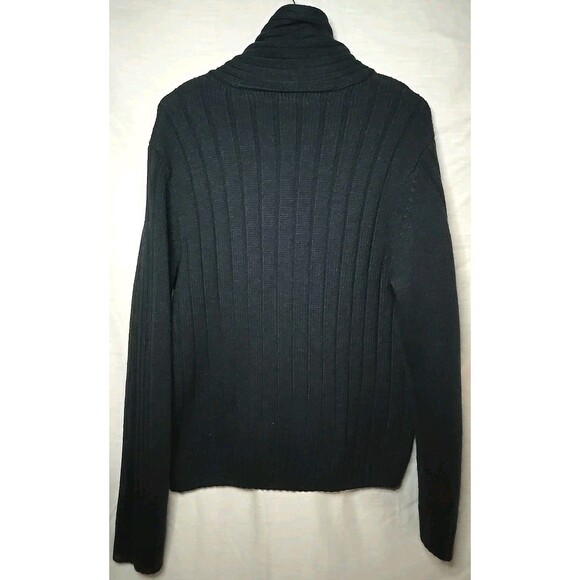 Perry Ellis Wool Cardigan Sweater Chunky Cable Knit, Sz XL, Dark Blue, Dry Clean - Picture 5 of 10